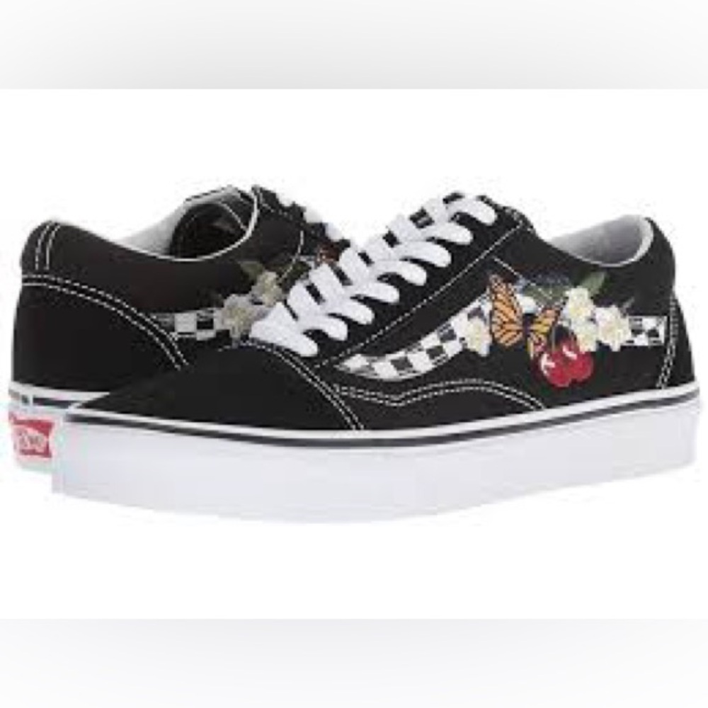 Vans Old Skool NEW Women’s Floral Checkered Black and White, Size 8
